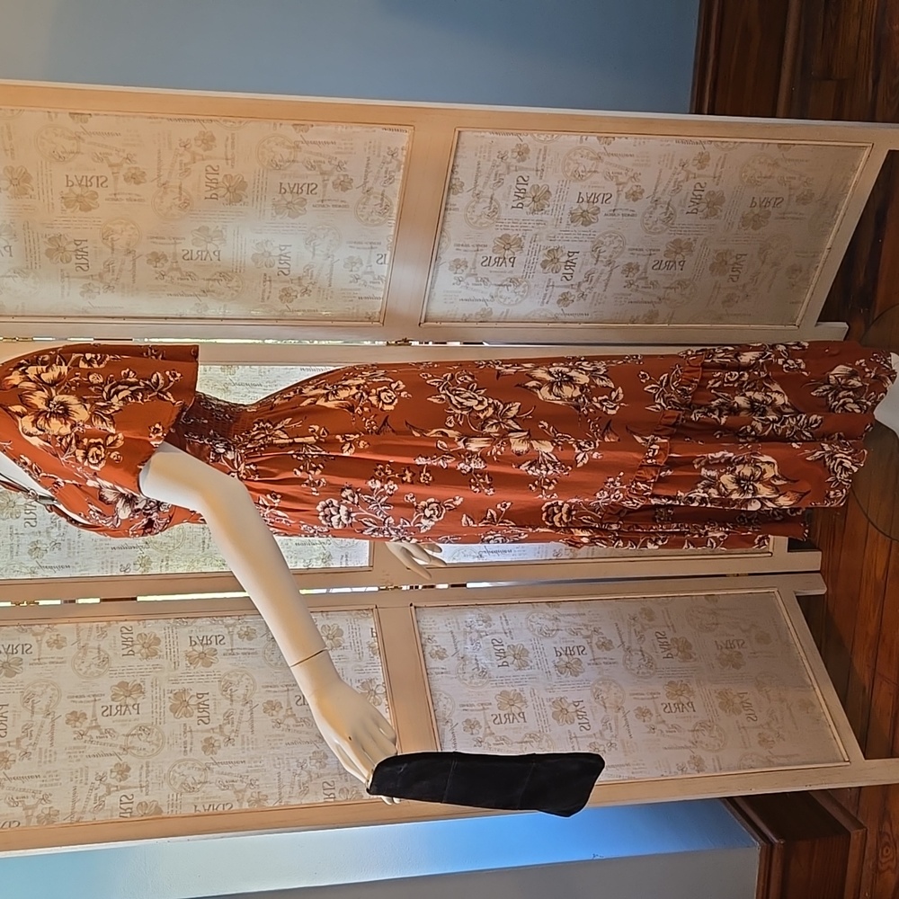 Floral Rust Dress Small - Picture 9 of 12